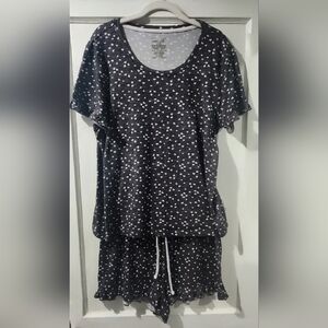 🌷Rene Rofe Charcoal Gray Heart-Print Short PJ Set🌷size:L